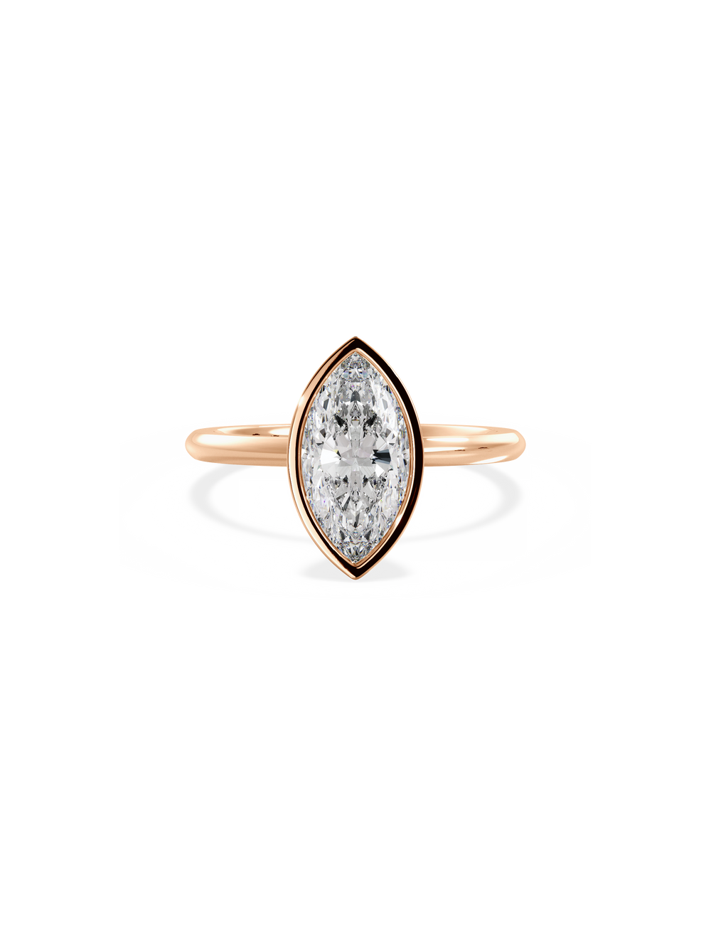 Marquise Signature Bezel Solitaire Ring - View 