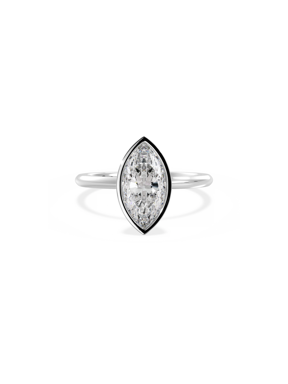 Marquise Signature Bezel Solitaire Ring - View 