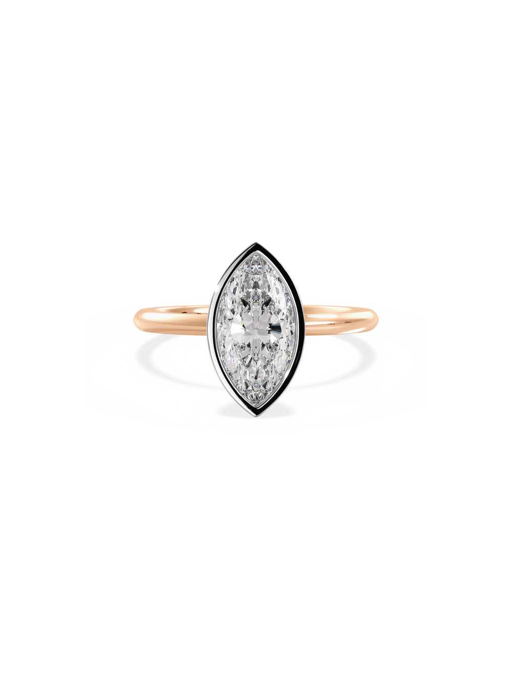 Marquise Signature Bezel Solitaire Ring - View 