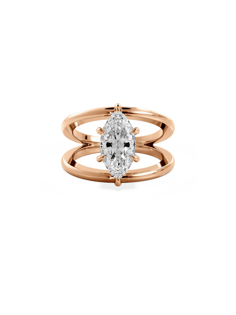 Marquise Signature Double Band Engagement Ring – Louise Jean