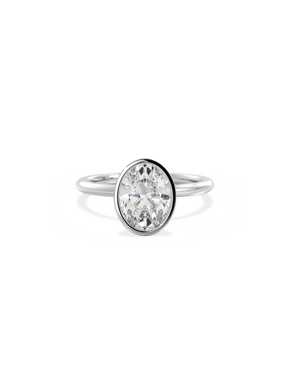 Oval Signature Bezel Solitaire Ring - View 