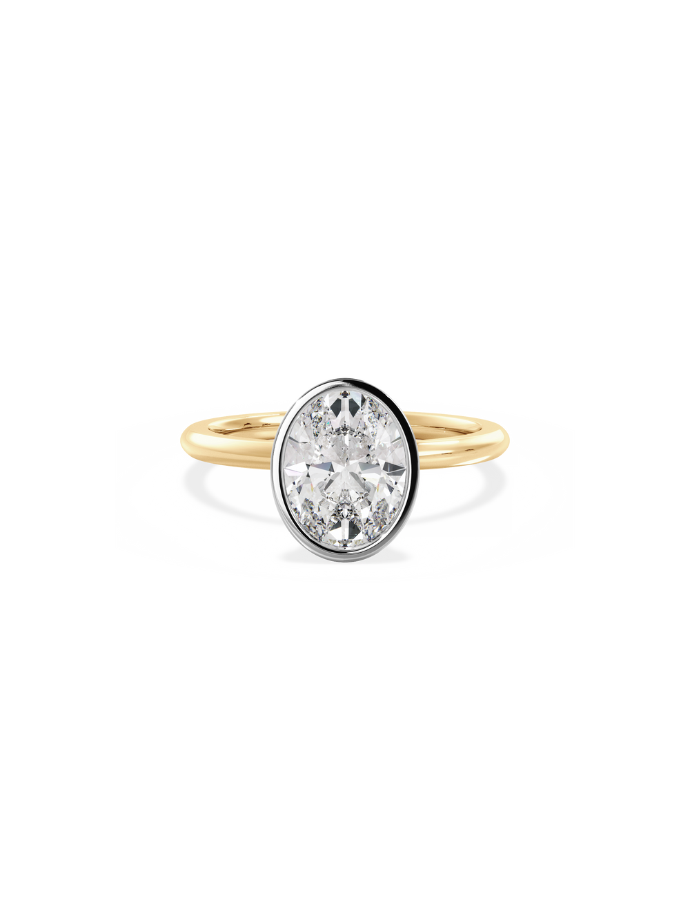 Oval Signature Bezel Solitaire Ring - View 