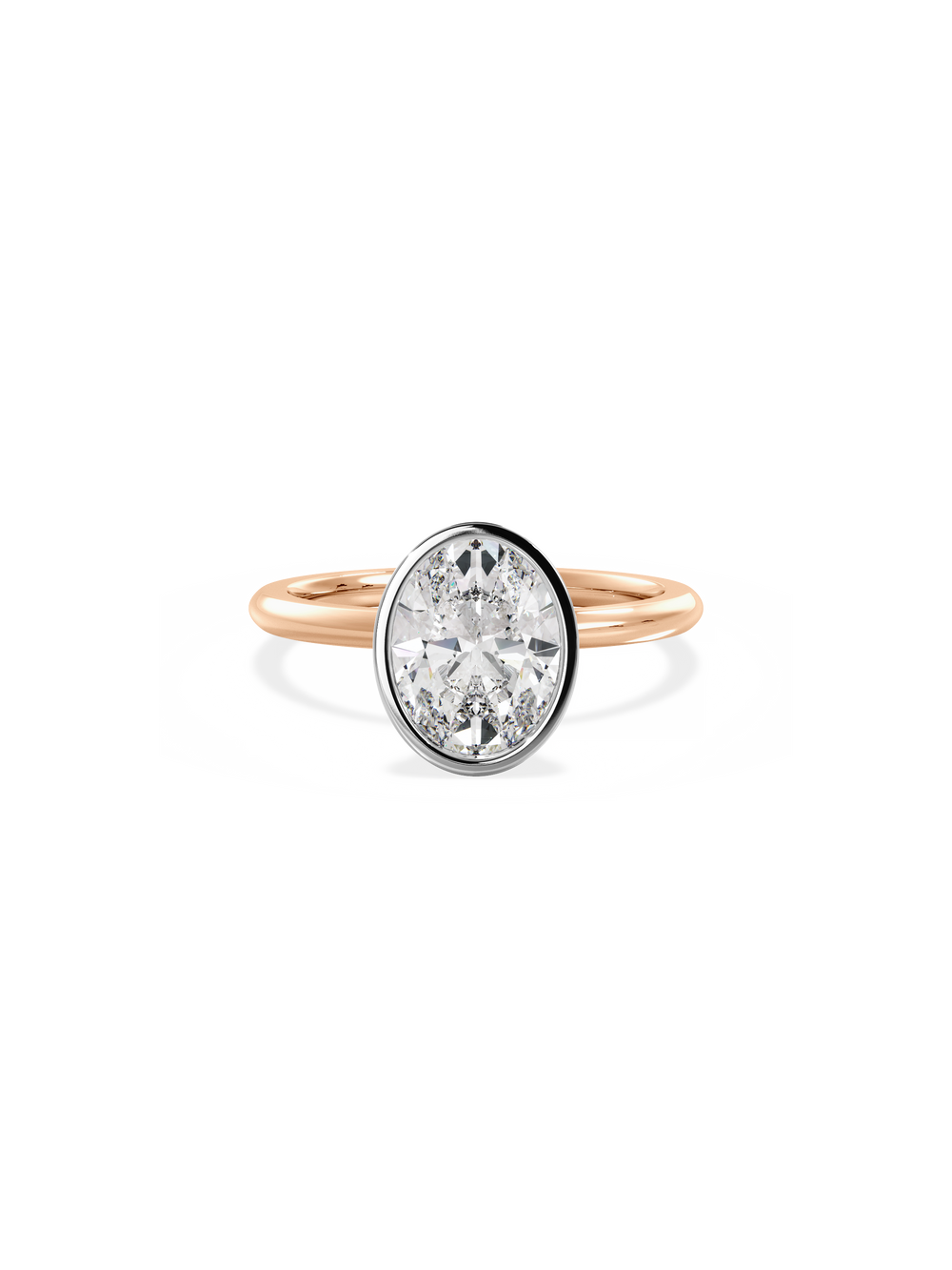 Oval Signature Bezel Solitaire Ring - View 