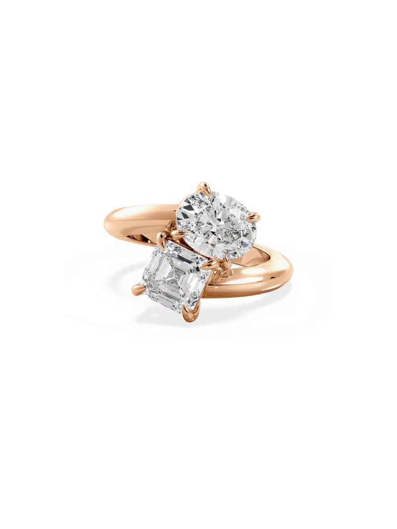 Asscher Jean Toi et Moi Ring
