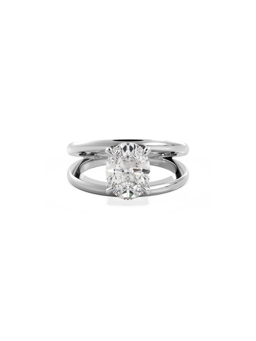 Oval Signature Double Band Ring - View 