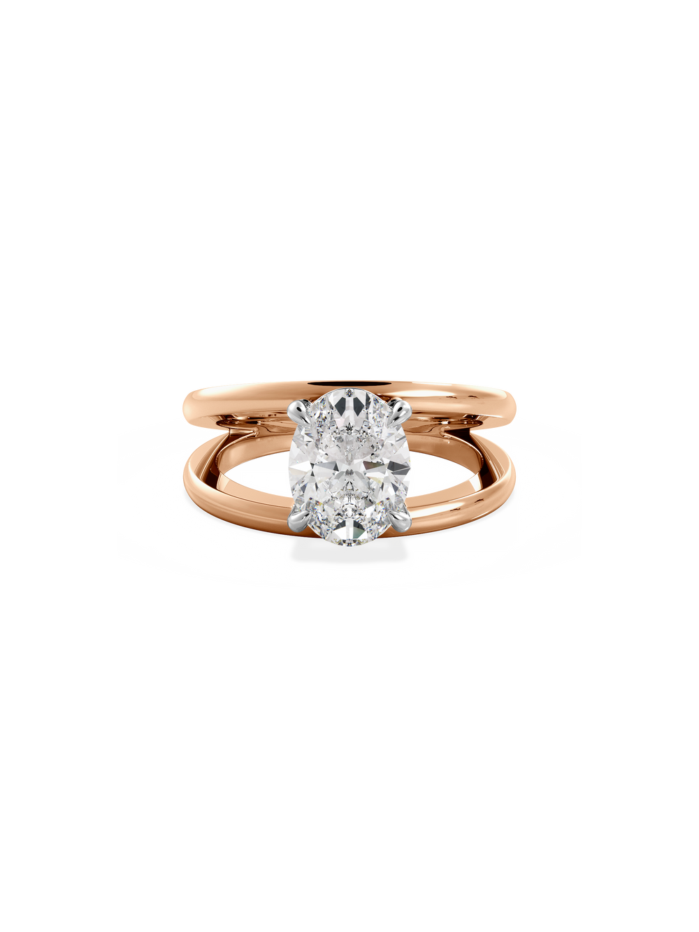 Oval Signature Double Band Ring - View 