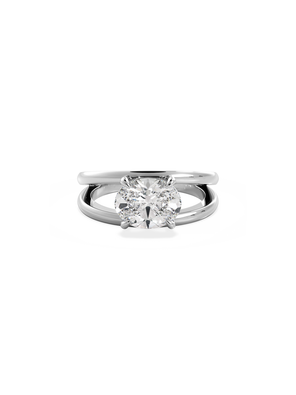 Oval Signature Double Band Ring - View 