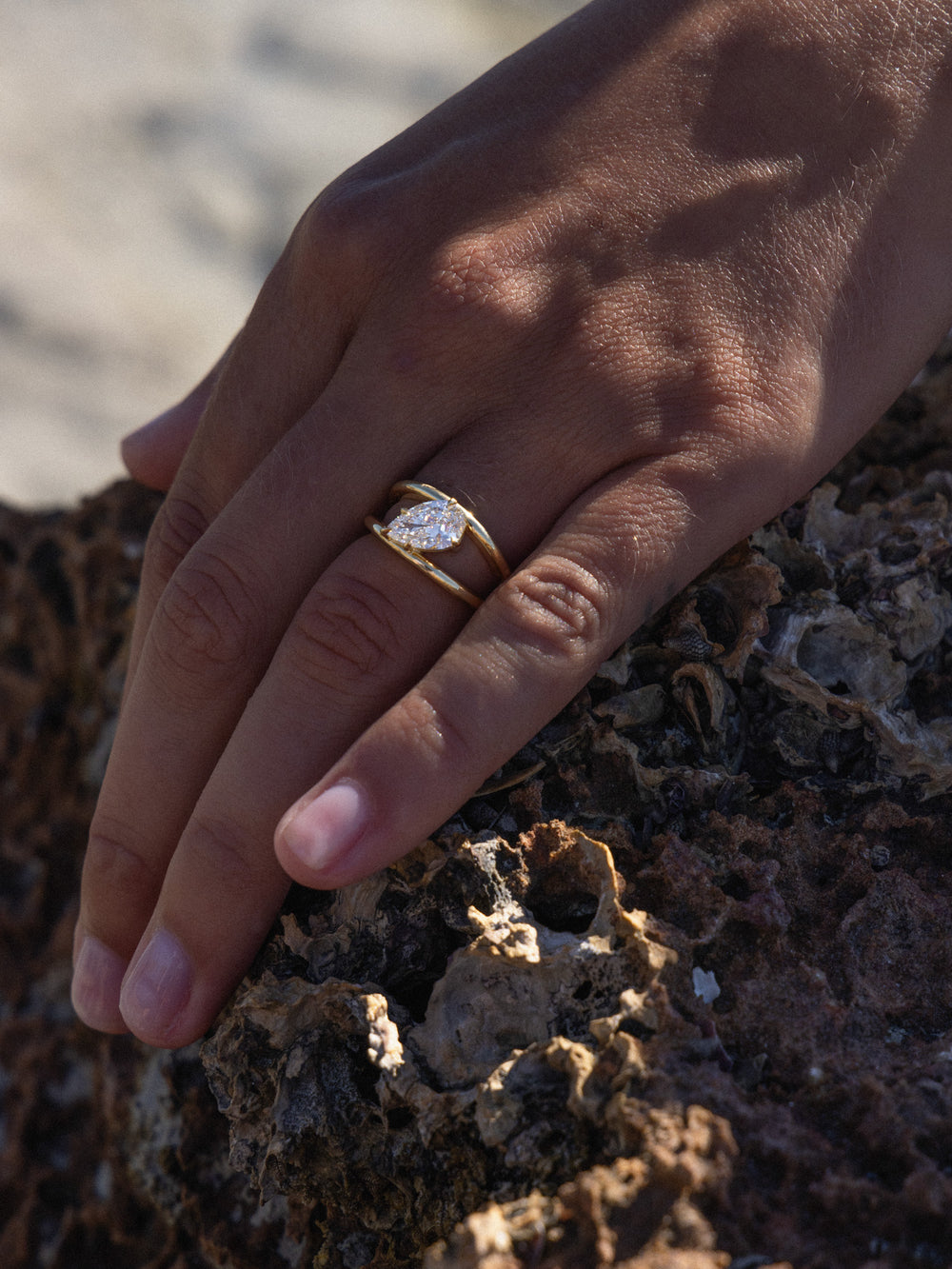 Pear Signature Double Band Ring - View 