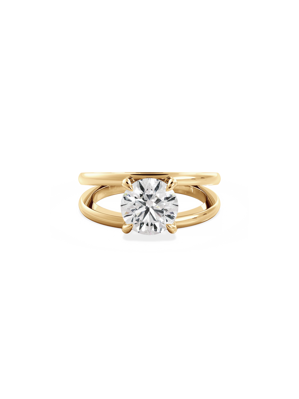 Round Signature Double Band Ring