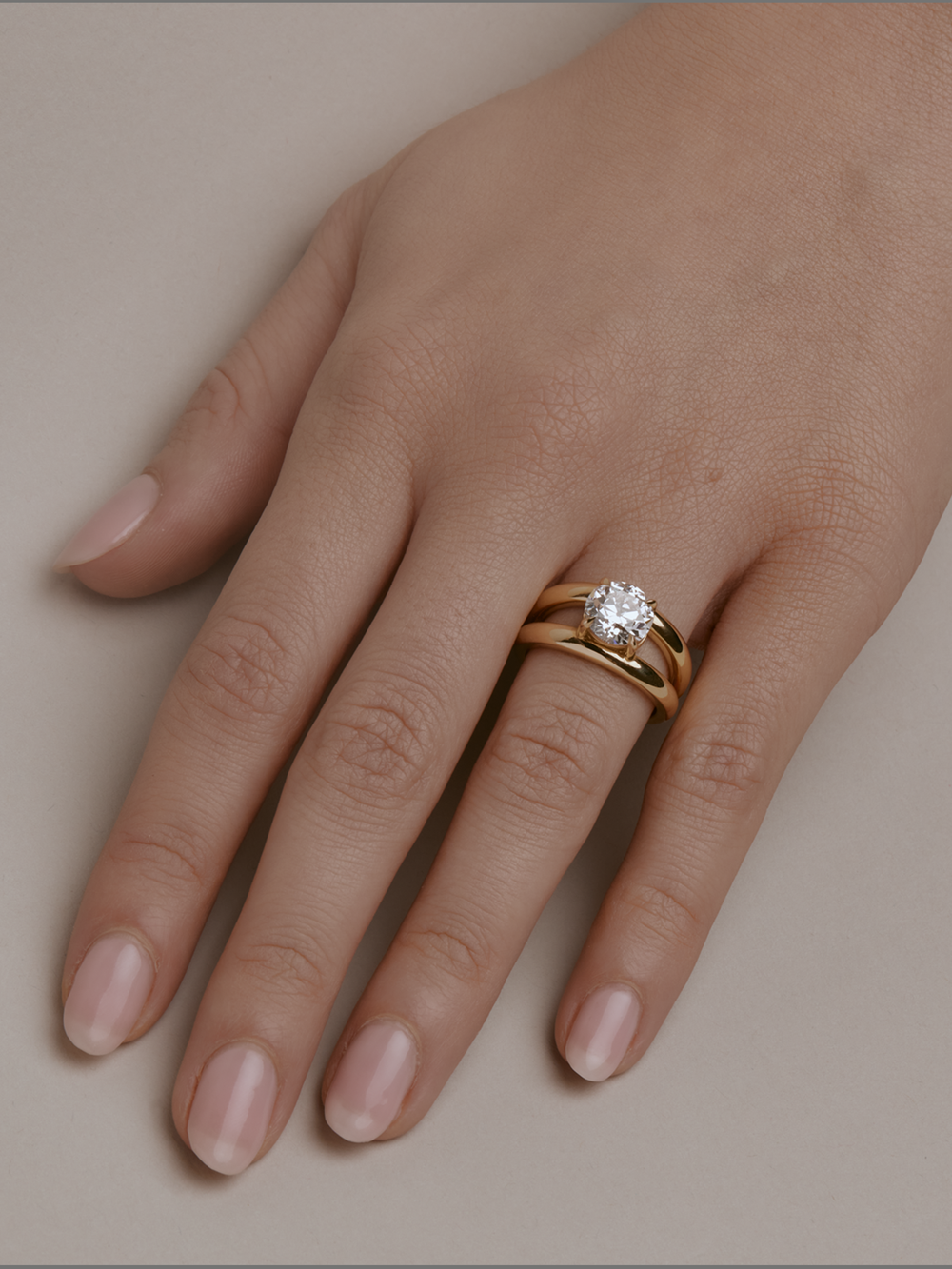 Round Signature Double Band Ring - View 