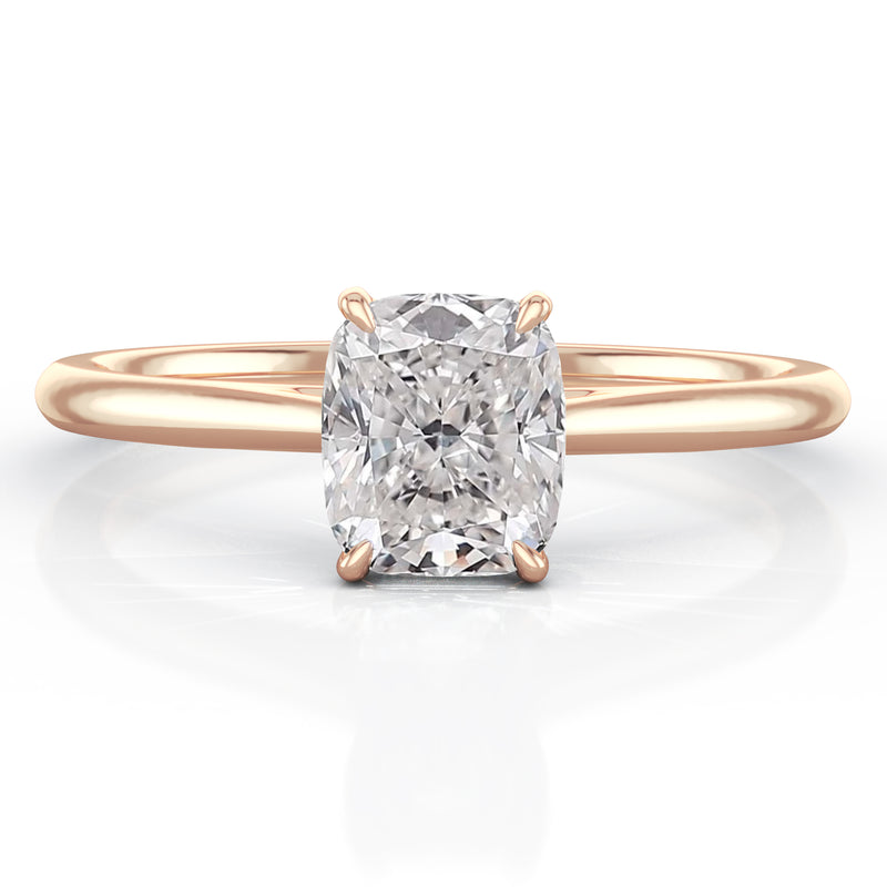 Accent Cushion Cut Engagement Ring Rose Gold - Linda & Co